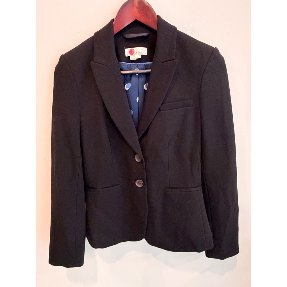 Boden Black Tailored Blazer Jacket US 4 UK‎ 8 Polka Dot Lining